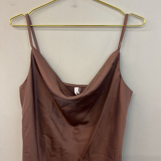 Glam Brown Silky Tank Top Large