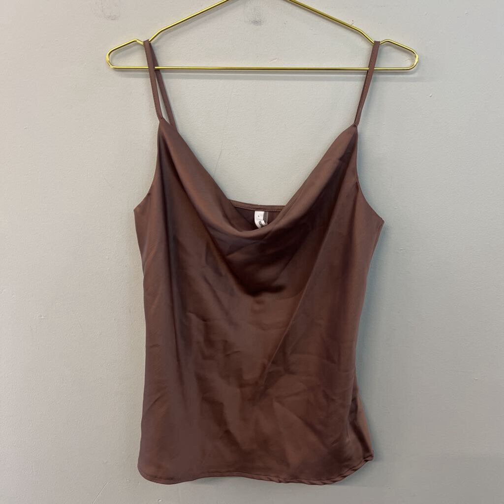Glam Brown Silky Tank Top Large