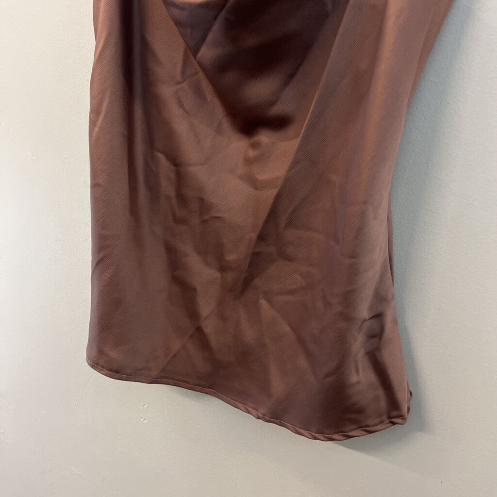Glam Brown Silky Tank Top Large