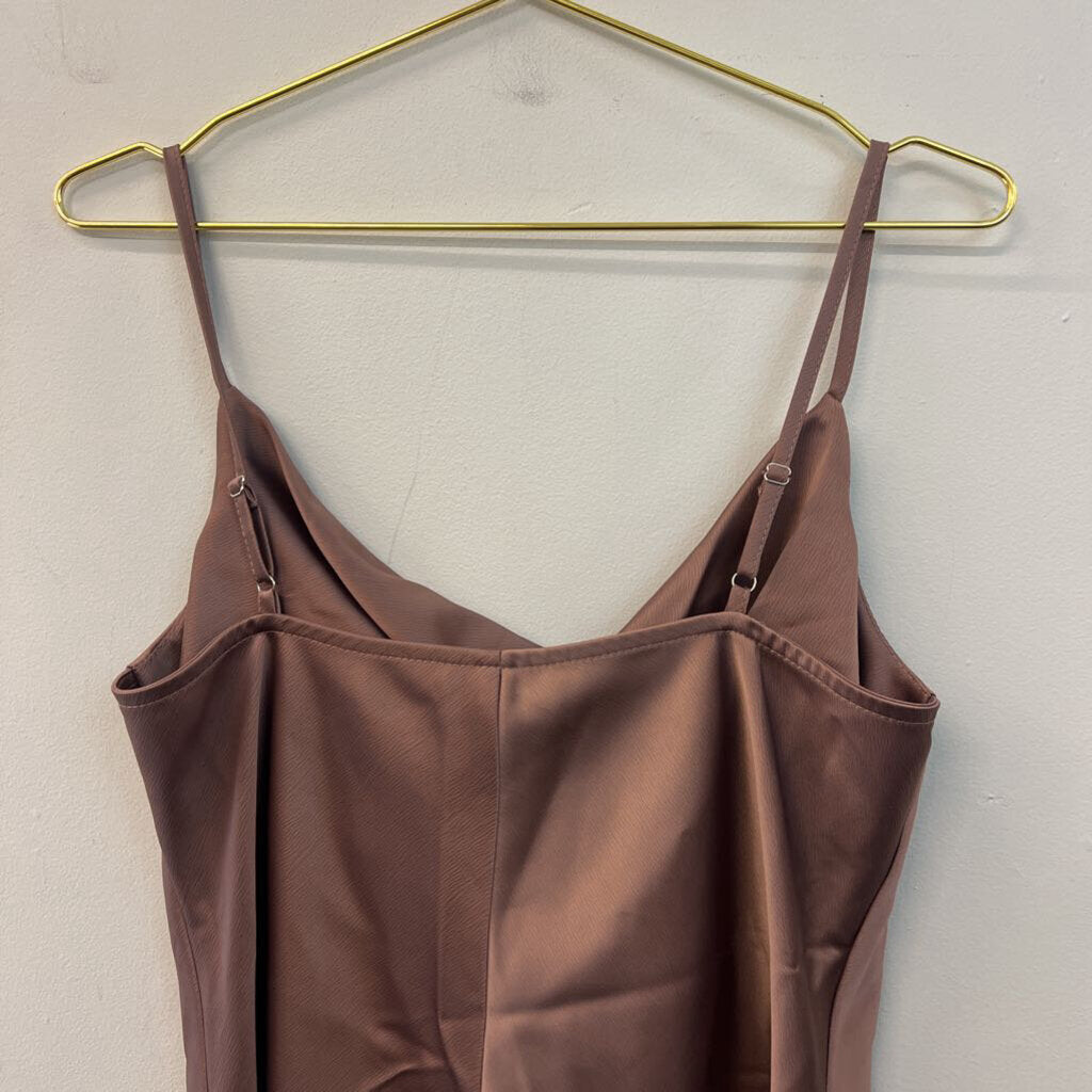Glam Brown Silky Tank Top Large