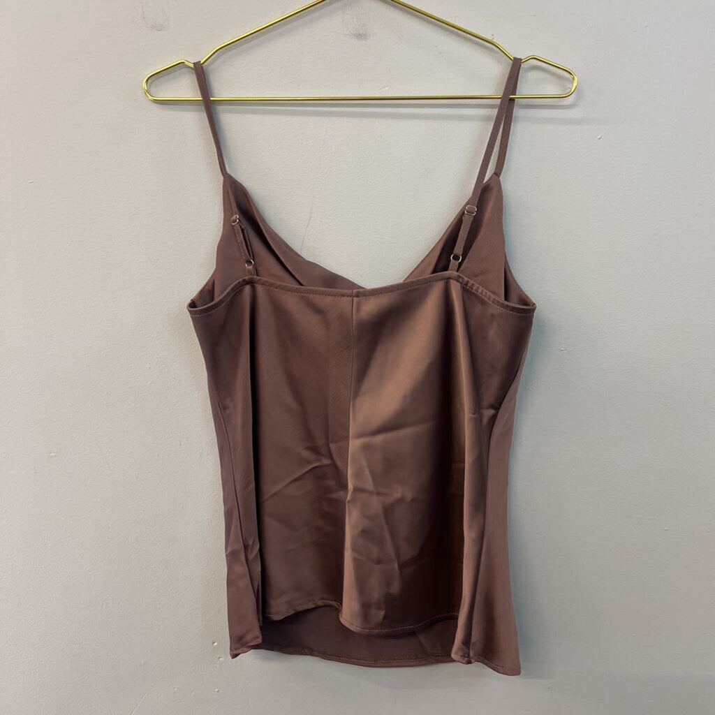 Glam Brown Silky Tank Top Large
