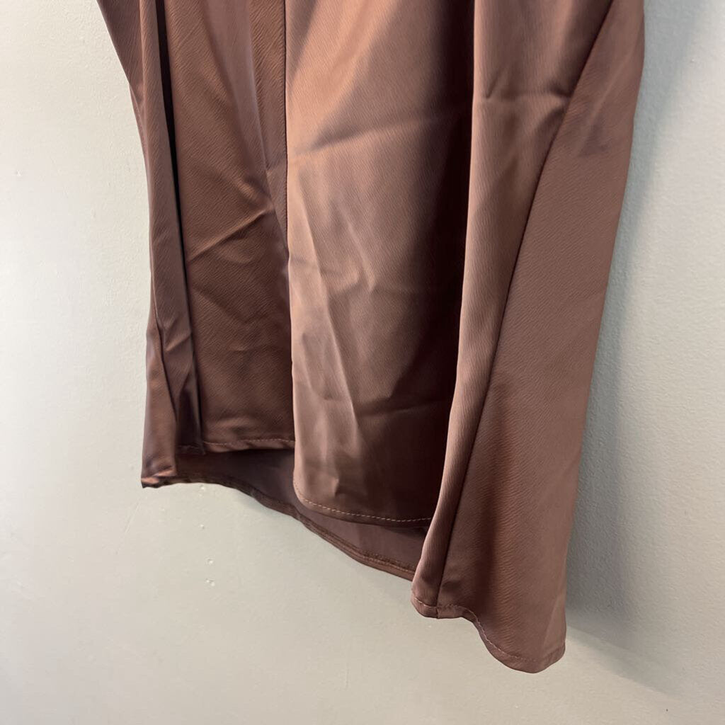 Glam Brown Silky Tank Top Large