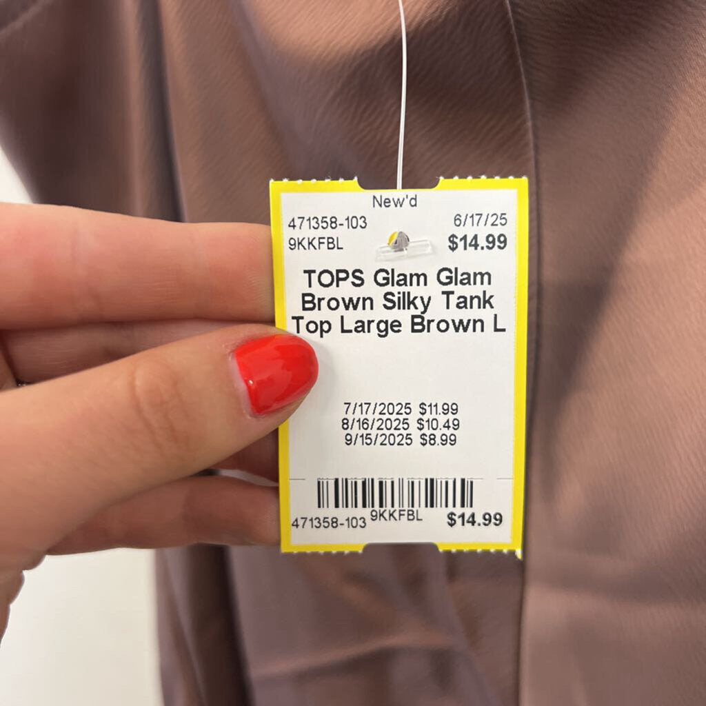 Glam Brown Silky Tank Top Large