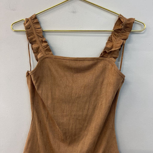 Le Lis Soft Brown Ruffle Strap Bodysuit Medium