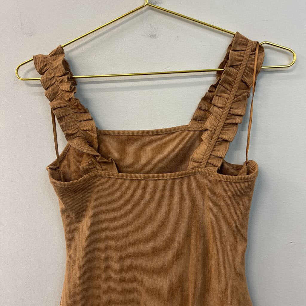 Le Lis Soft Brown Ruffle Strap Bodysuit Medium