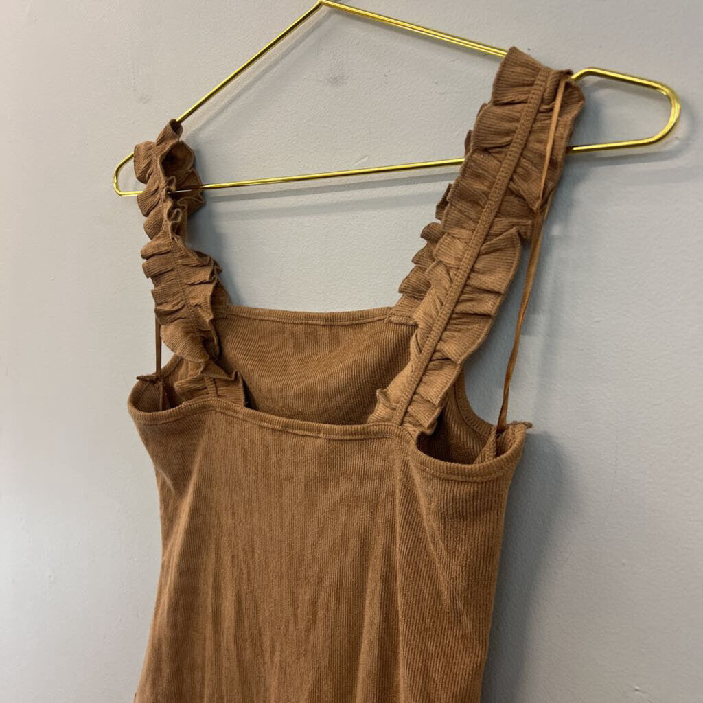 Le Lis Soft Brown Ruffle Strap Bodysuit Medium