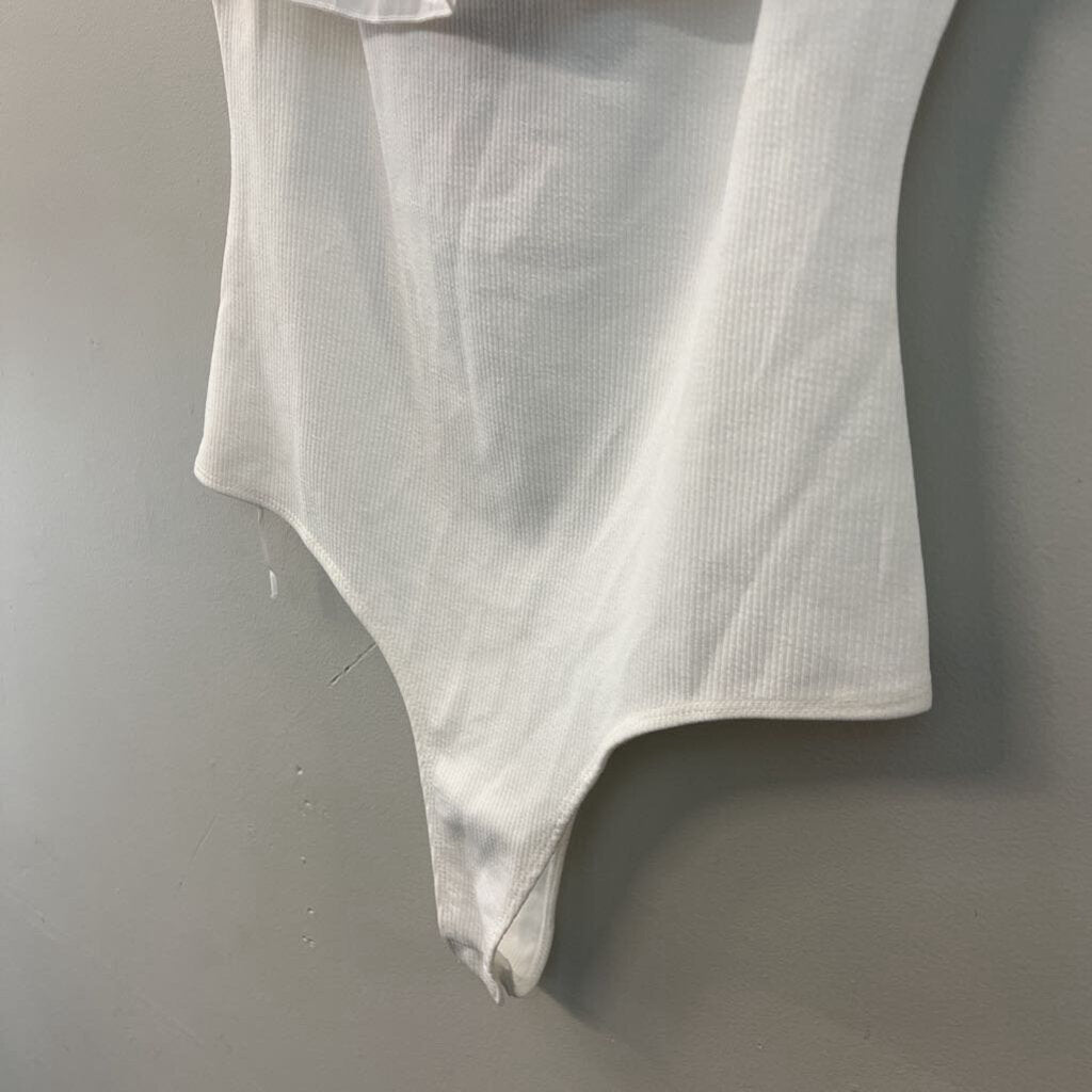 TCEC White Ruffle Off Shoulder Bodysuit Top Large