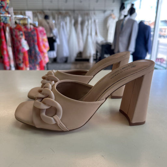 Call It Spring Beige Spring Floraa Chain Block Heels 9