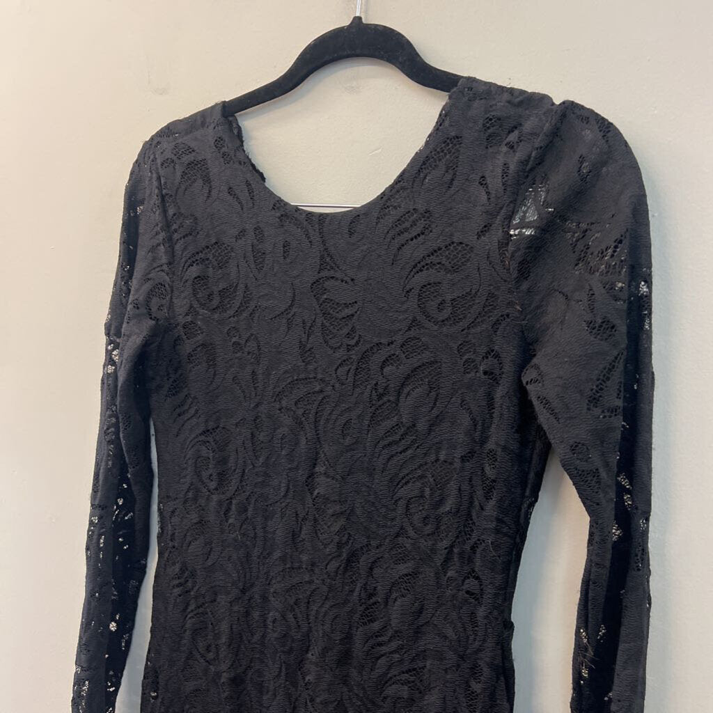 H&M Black Lace Long Sleeve Midi Dress Small