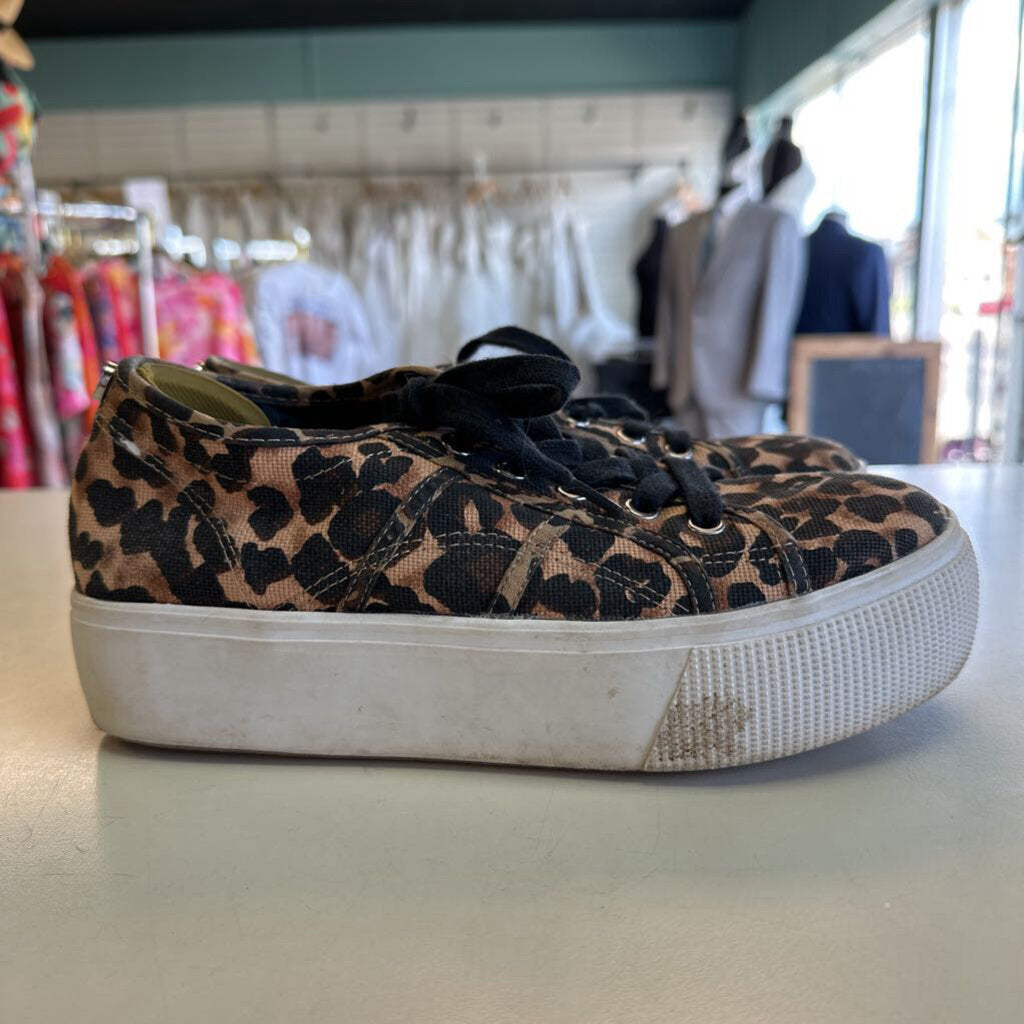 Steve Madden Brown/ Black Leopard Print Platform Sneakers 7