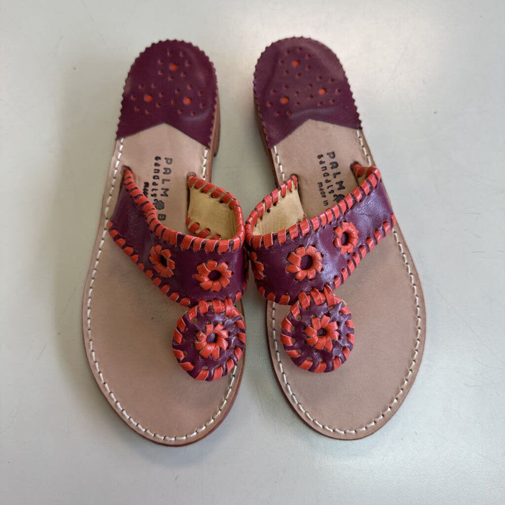 Palm Beach Burgundy/ Orange Leather Sandals 6