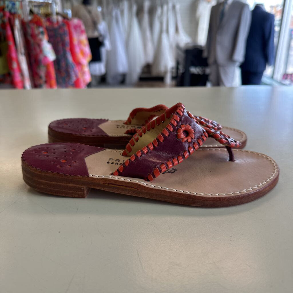 Palm Beach Burgundy/ Orange Leather Sandals 6