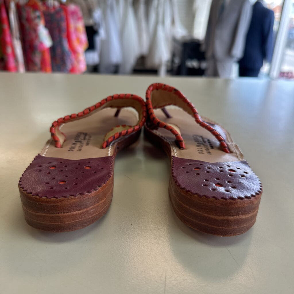 Palm Beach Burgundy/ Orange Leather Sandals 6
