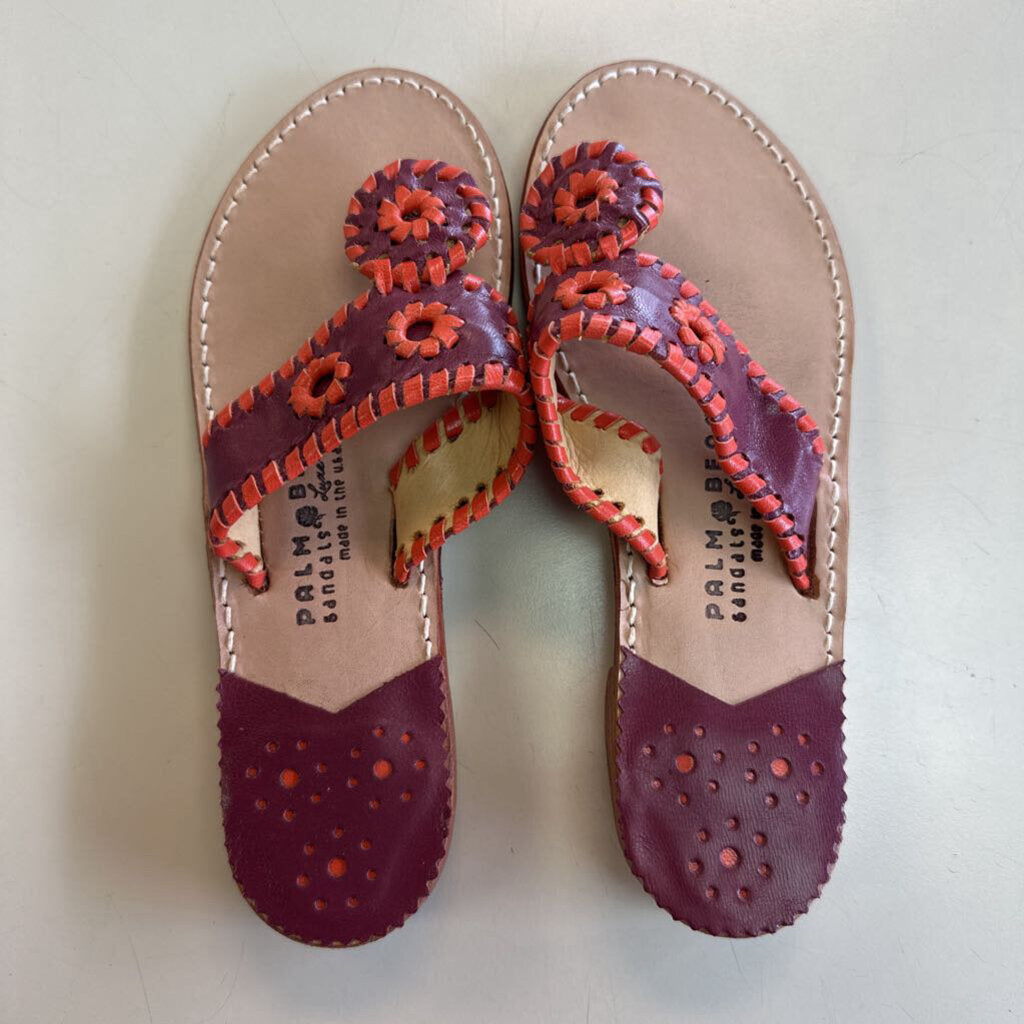 Palm Beach Burgundy/ Orange Leather Sandals 6