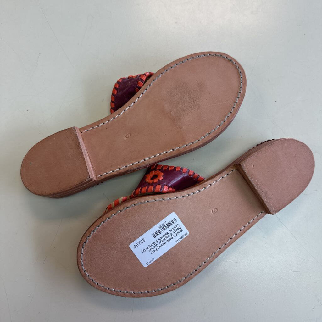 Palm Beach Burgundy/ Orange Leather Sandals 6