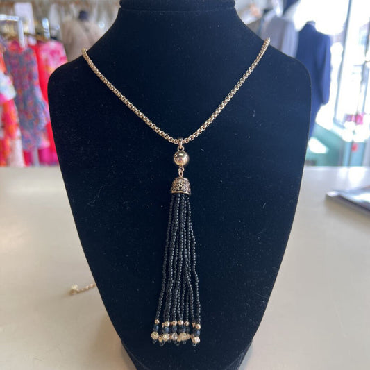 Gold/ Black Beaded Tassel Long Necklace