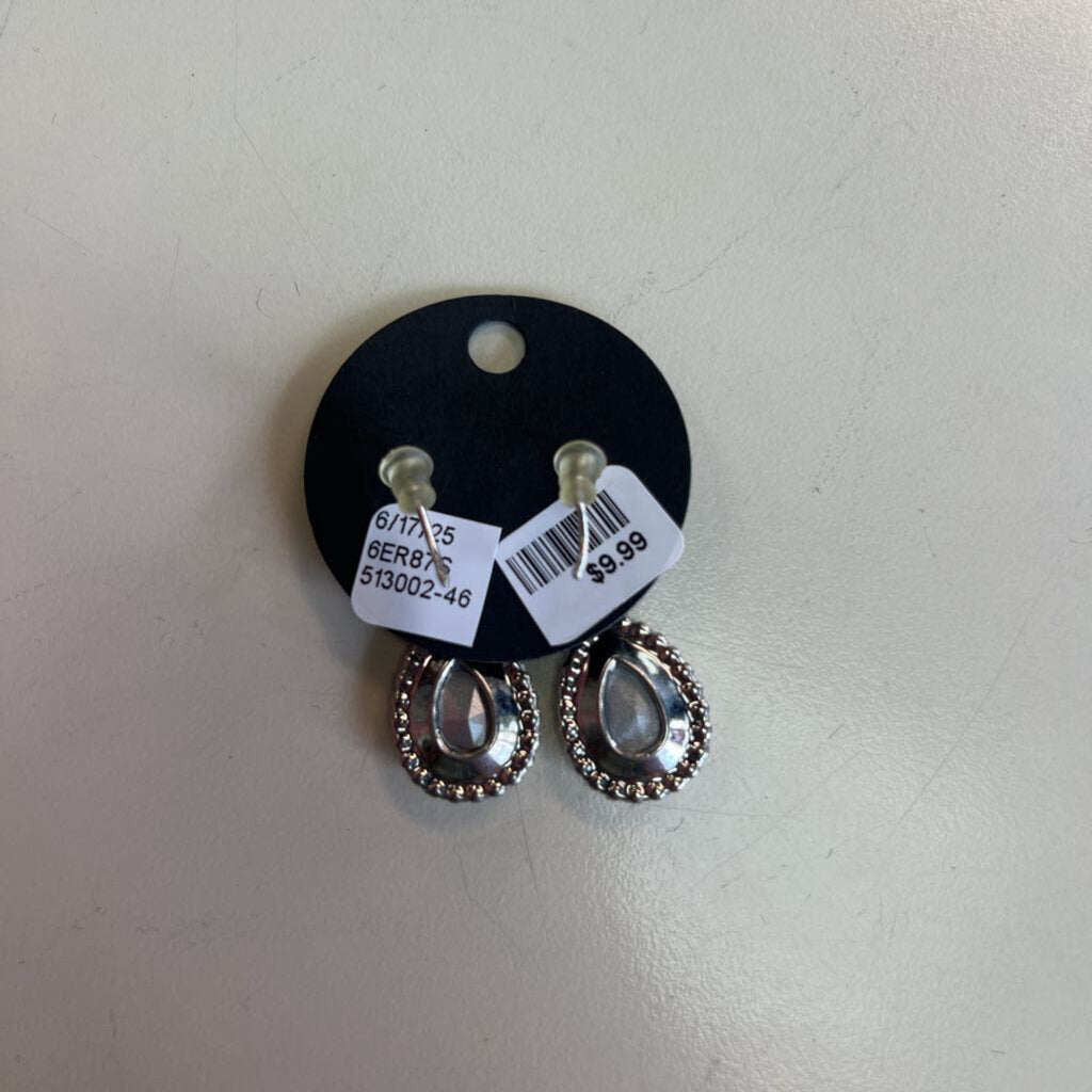 Silver/ Rhinestone Tear Drop Earrings