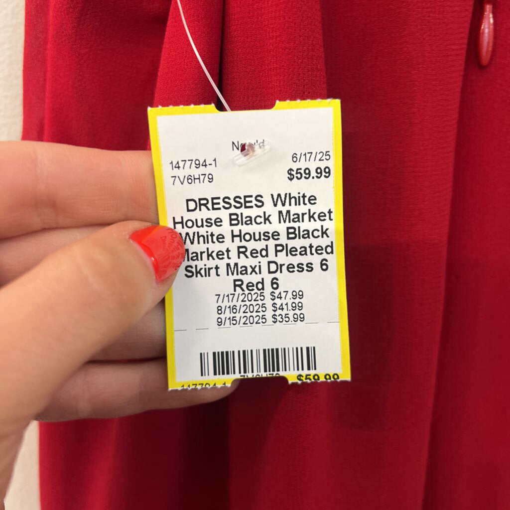 White House Black Market Red Pleated Skirt Maxi Dress 6