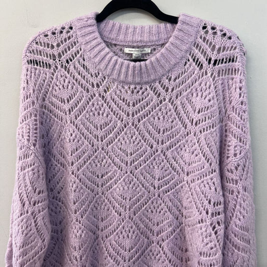 American Eagle Purple Open Knit Long Sleeve Sweater Medium