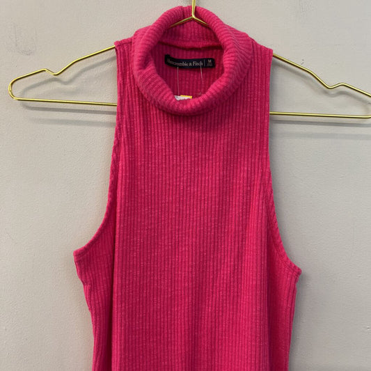 Abercrombie and Fitch Pink Sleeveless Ribbed Turtleneck Top Medium
