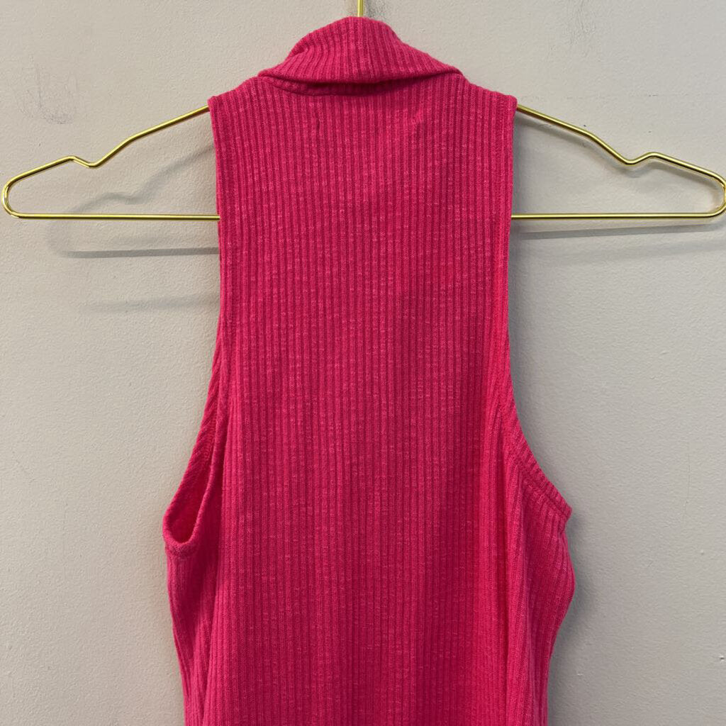Abercrombie and Fitch Pink Sleeveless Ribbed Turtleneck Top Medium