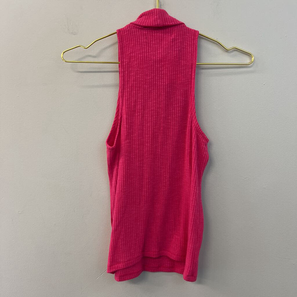 Abercrombie and Fitch Pink Sleeveless Ribbed Turtleneck Top Medium