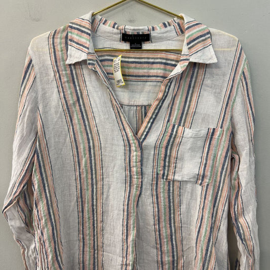 Sanctuary White/ Multi Striped Long Sleeve Top Large