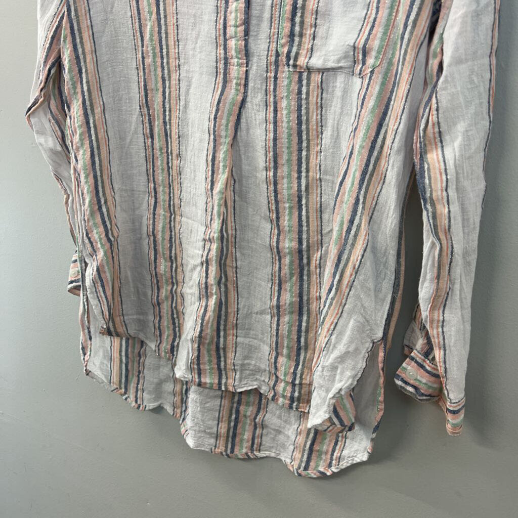 Sanctuary White/ Multi Striped Long Sleeve Top Large