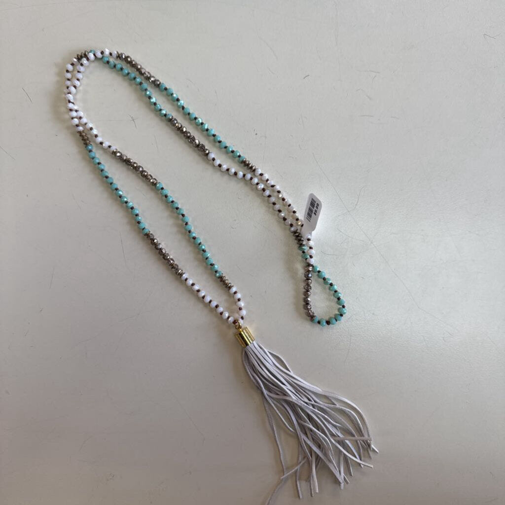 Long Beaded Tassel Necklace