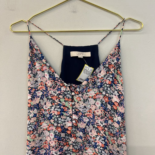 Loft Navy/ Multi Flower Print Dress Small
