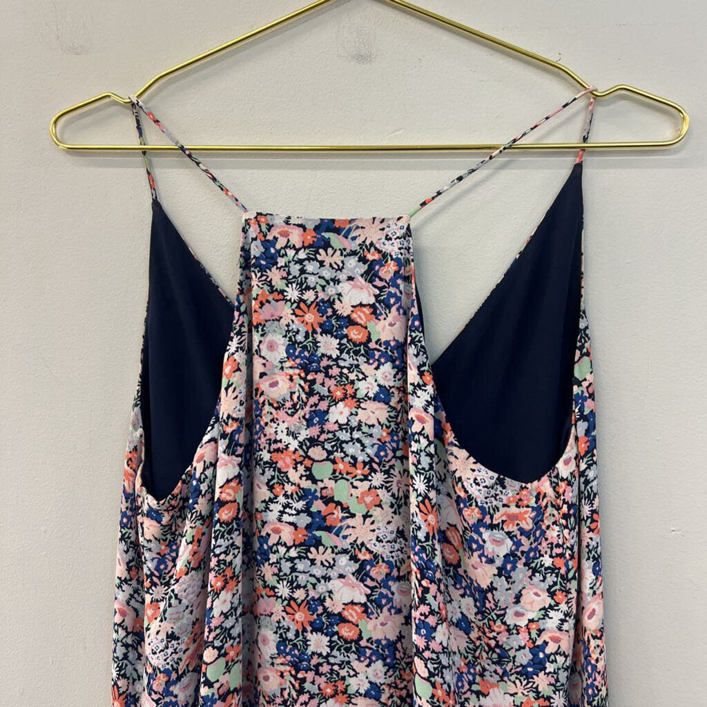 Loft Navy/ Multi Flower Print Dress Small
