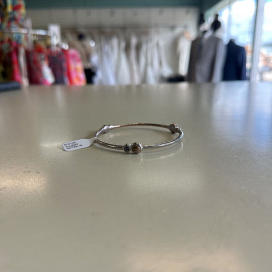 Silver Stone Bangle Bracelet