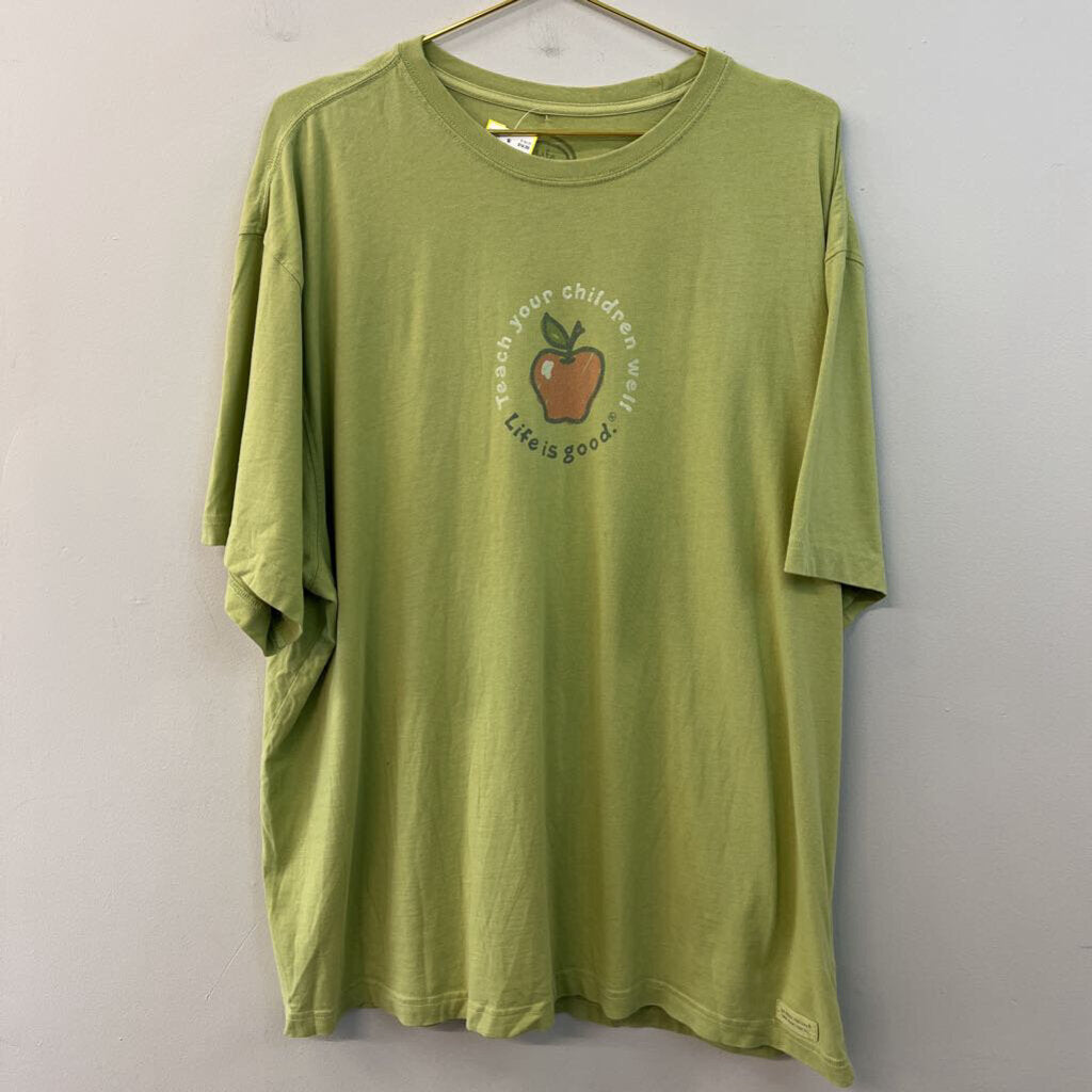 Life Is Good Green Teach Your Children Well Short Sleeve Graphic Tee XXL