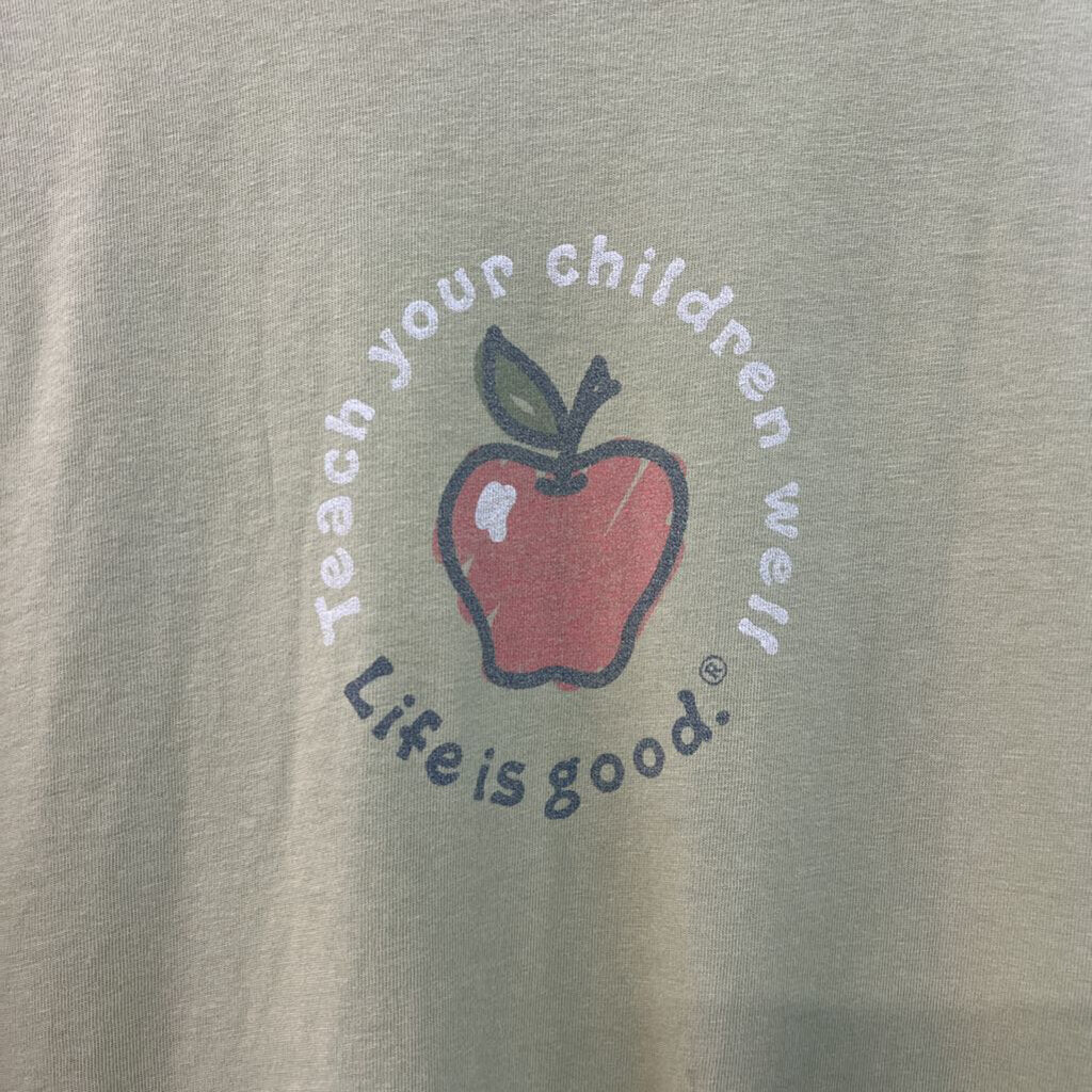 Life Is Good Green Teach Your Children Well Short Sleeve Graphic Tee XXL