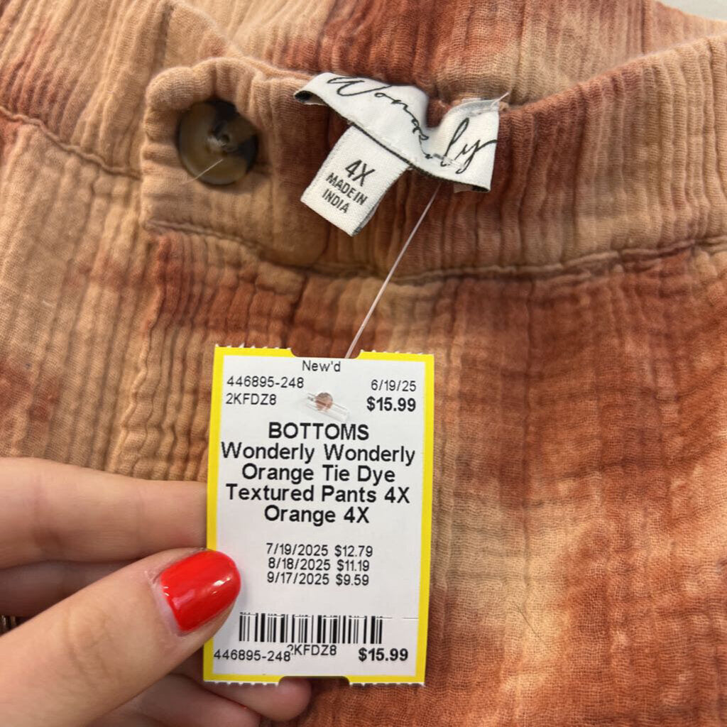 Wonderly Orange Tie Dye Textured Pants 4X