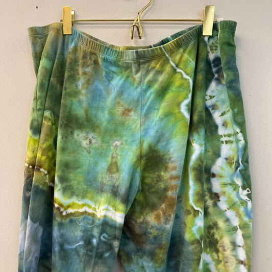 Dharma Trading Co Green/ Blue Tie Dye Pull On Pants 3XL
