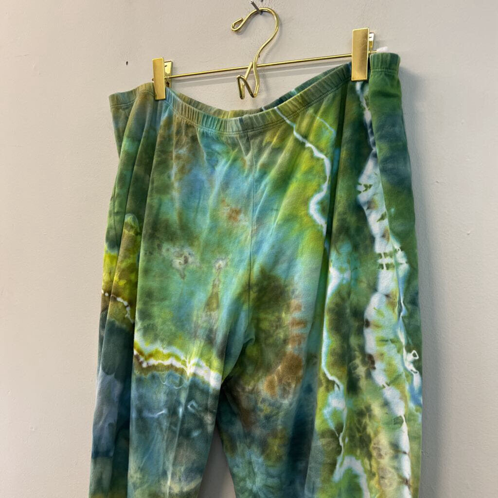 Dharma Trading Co Green/ Blue Tie Dye Pull On Pants 3XL