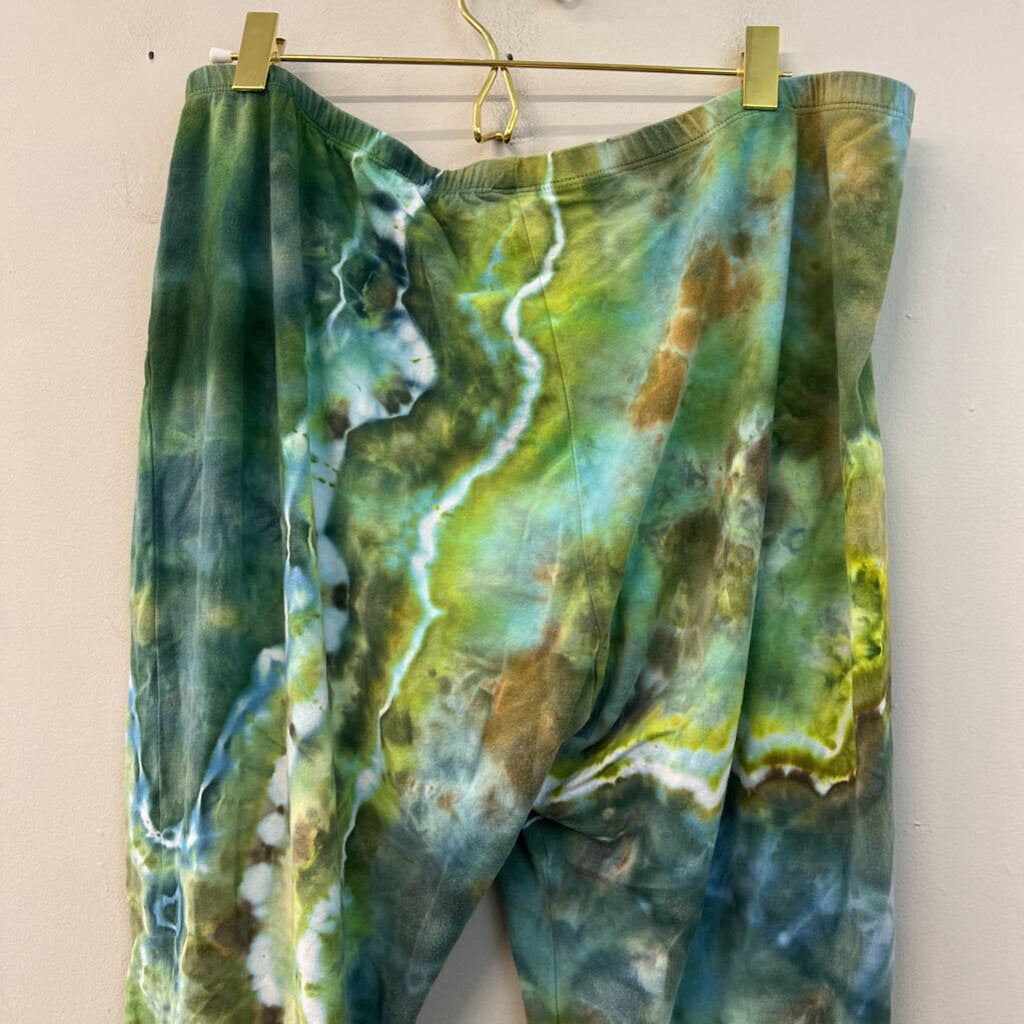 Dharma Trading Co Green/ Blue Tie Dye Pull On Pants 3XL