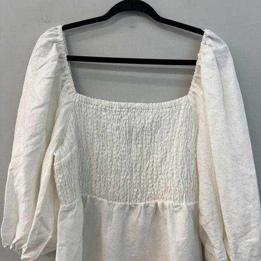 Tuckernuck White Puff Sleeve Smocked Top Dress XXL