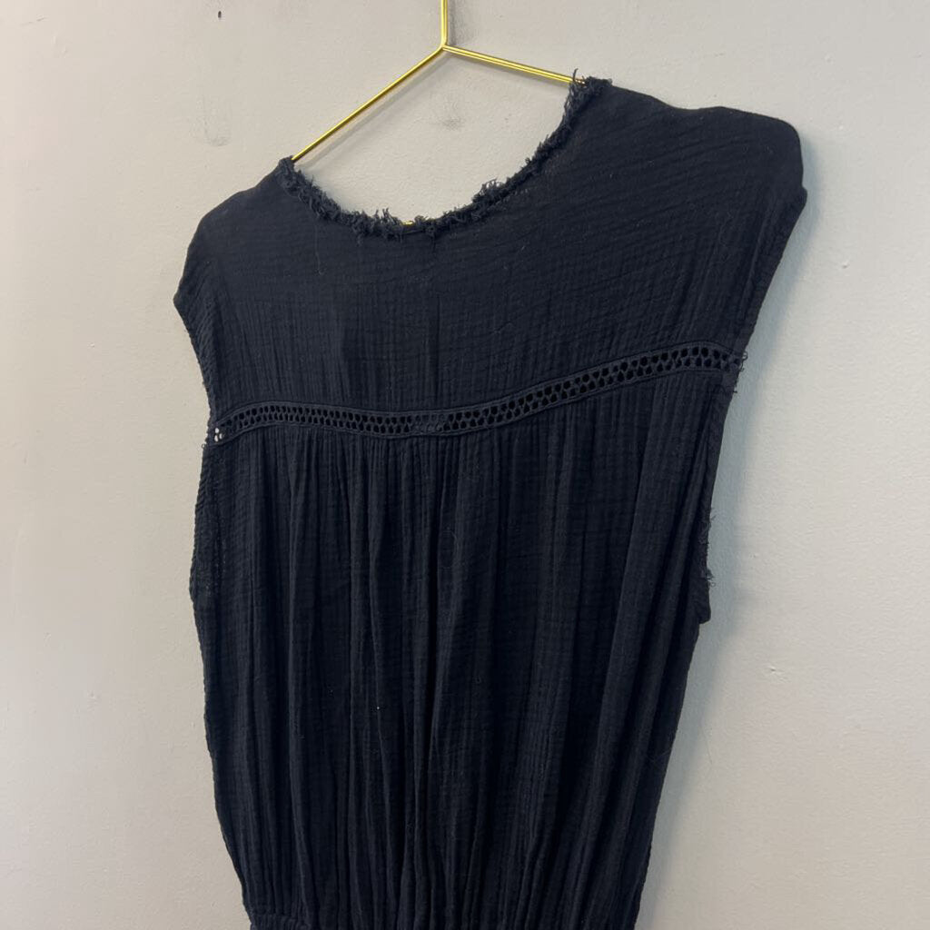 Red Haute Black Textured Botton Front Dress Medium