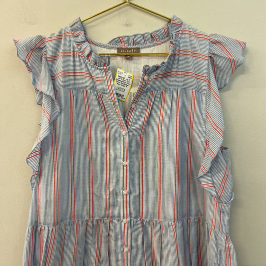 Lilla P Blue/ Red Striped Button Front Dress Small