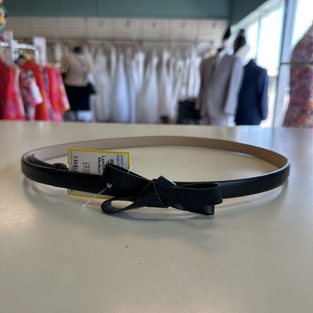 Talbots Black Leather Bow Belt Medium
