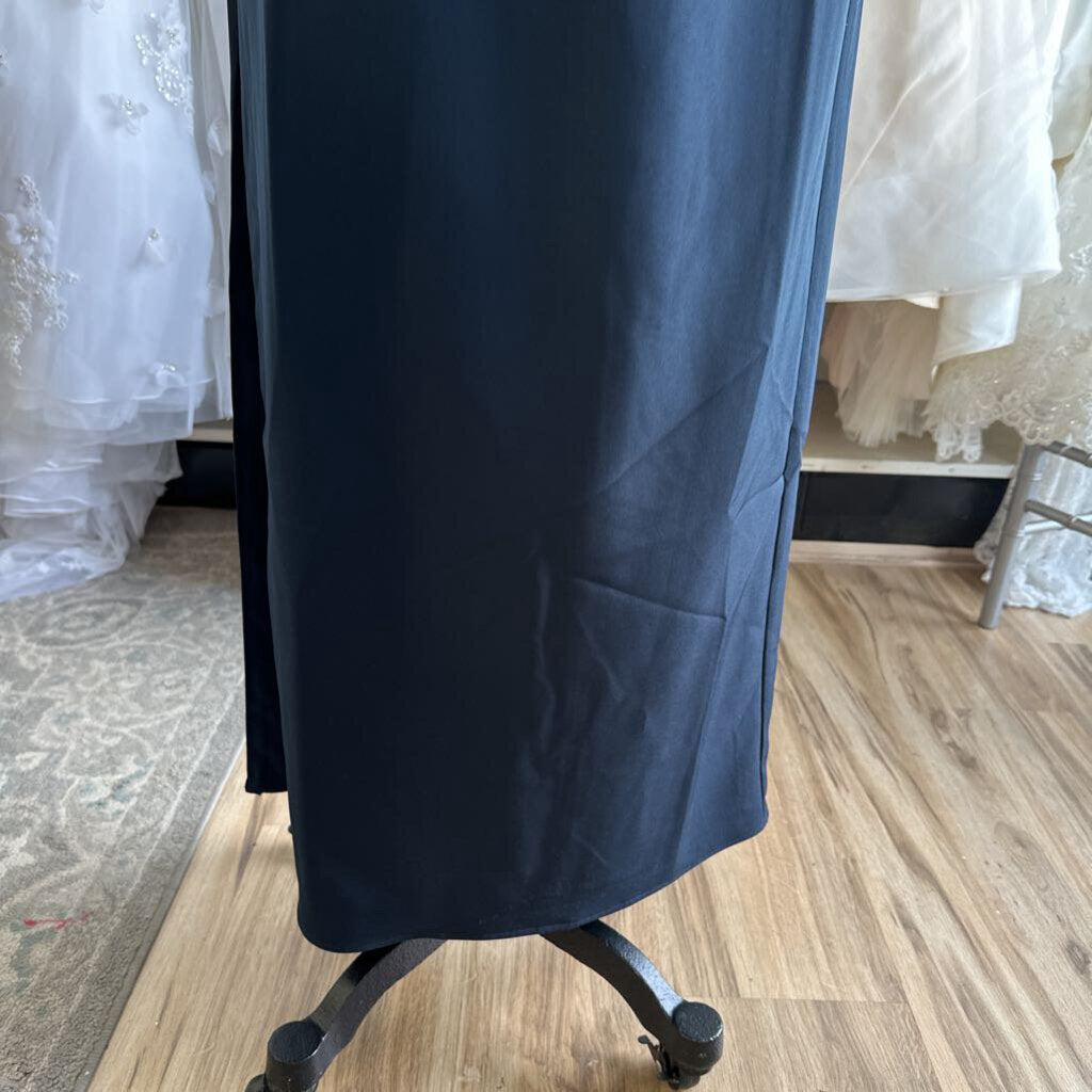 Kay Unger Navy Short Sleeve Long Formal Dress 6