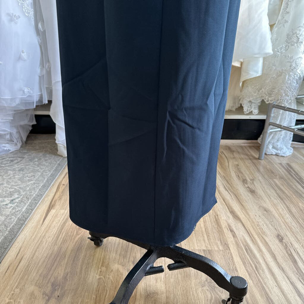 Kay Unger Navy Short Sleeve Long Formal Dress 6