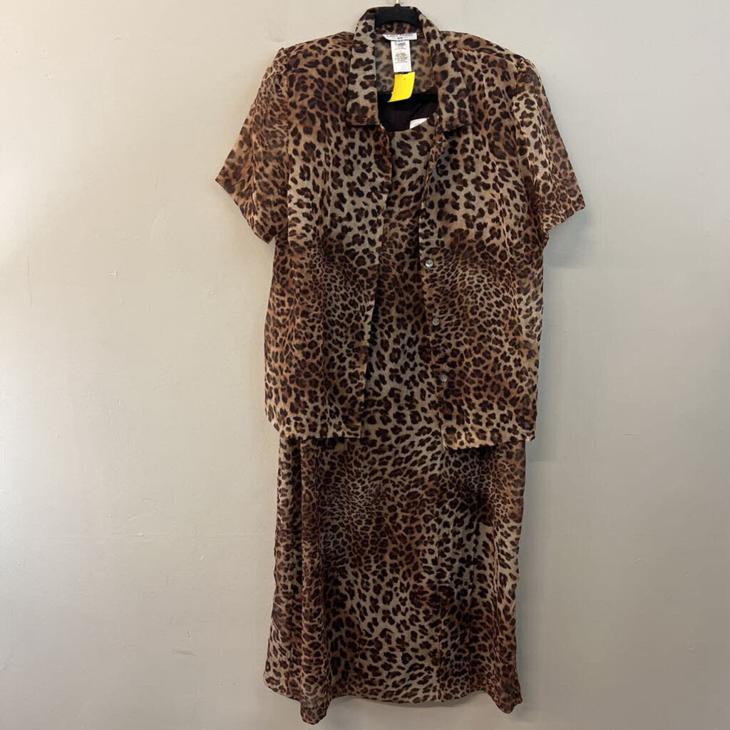 Lady Dorby Brown Cheetah Print Maxi Dress With Jacket 18W