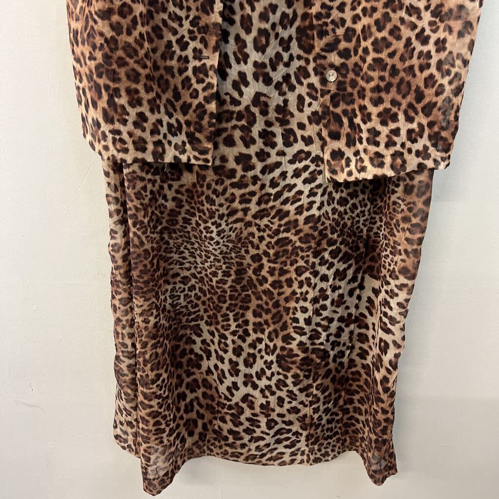 Lady Dorby Brown Cheetah Print Maxi Dress With Jacket 18W