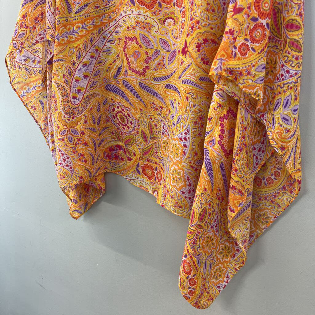 Susan Graver Yellow/ Multi Short Sleeve Top 1X