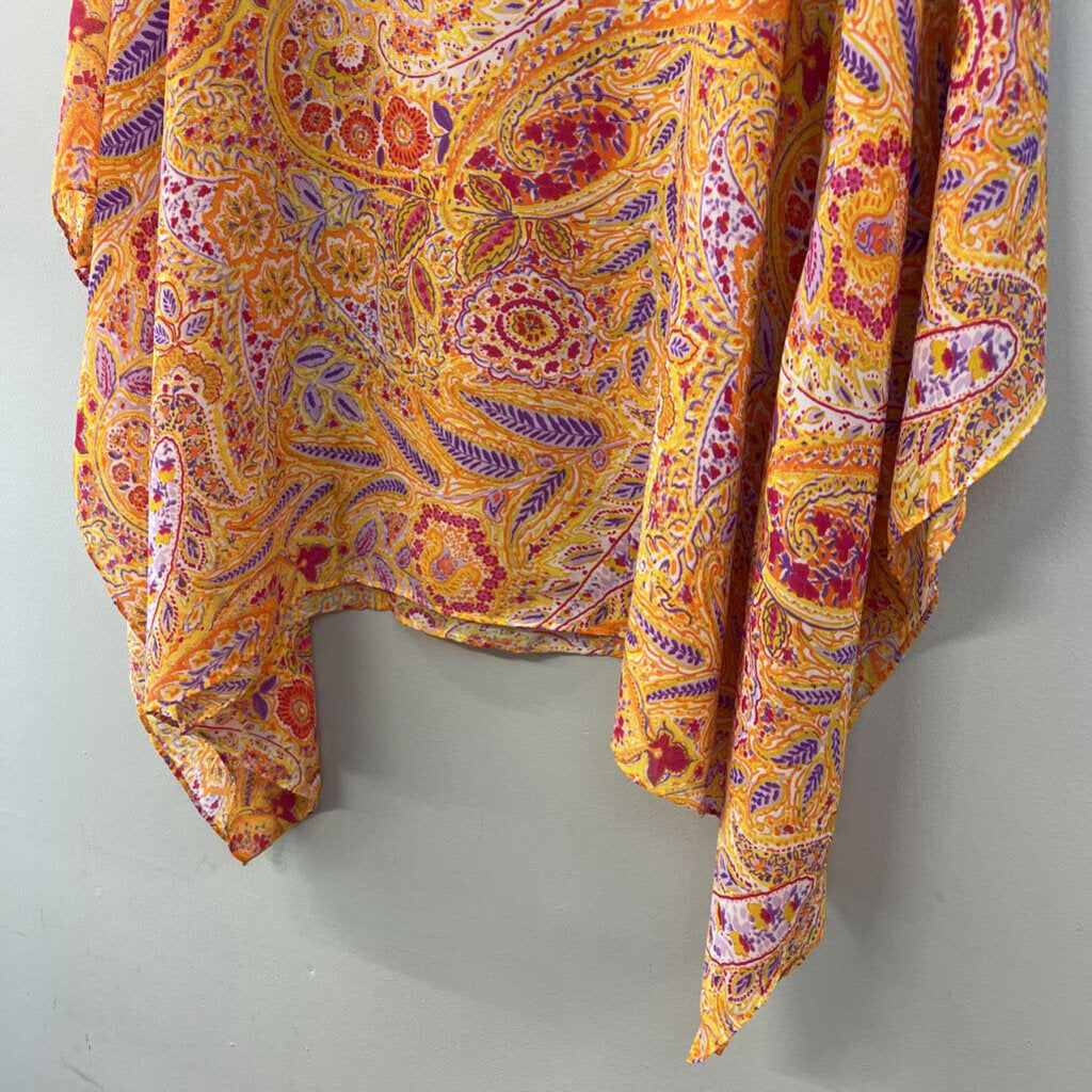 Susan Graver Yellow/ Multi Short Sleeve Top 1X