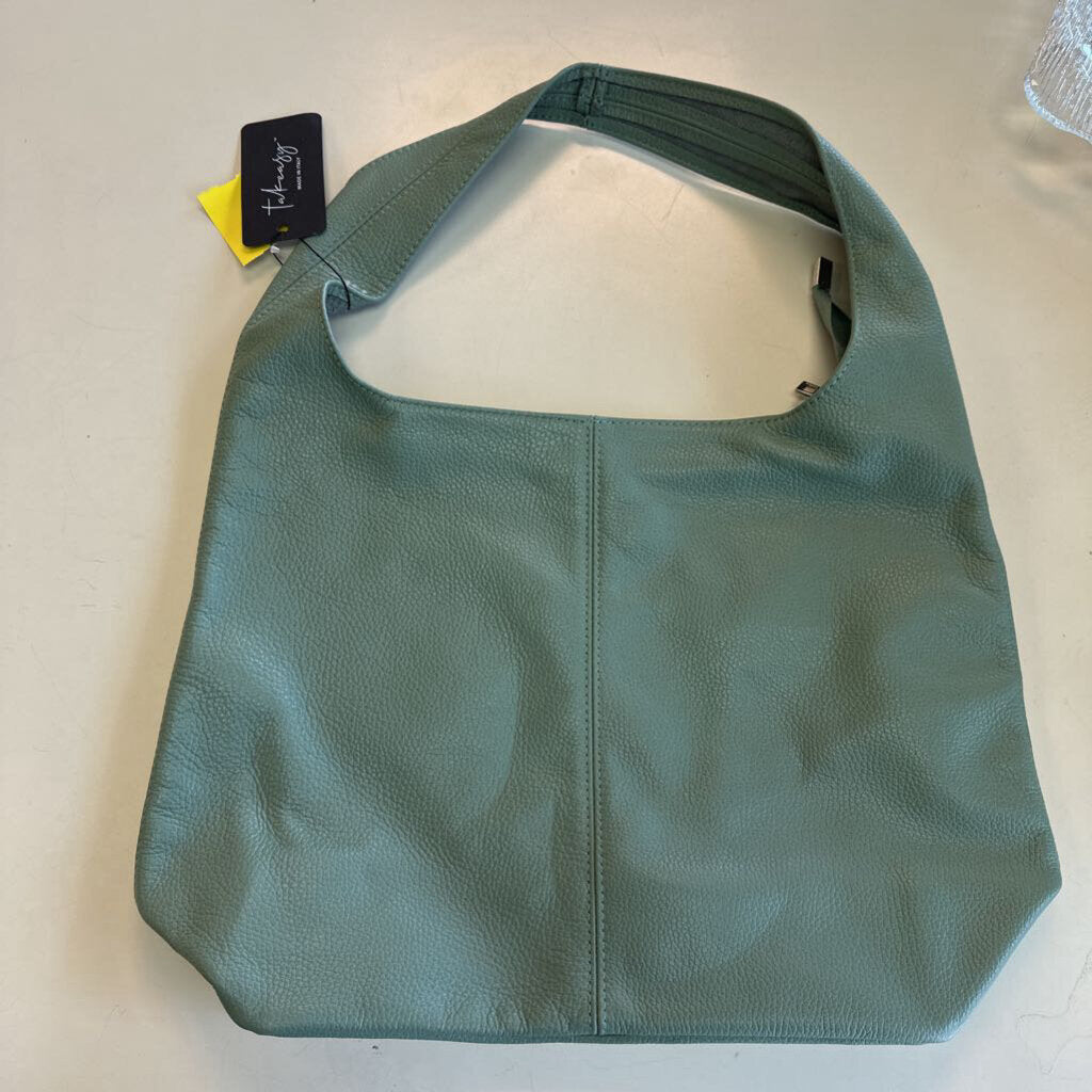Takeeasy Green Pebbled Leather Purse