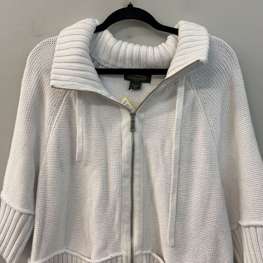 Eddie Bauer White Knit Short Sleeve Zip Up Sweater Extra Large
